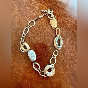 Chico’s Elegant Hammered Gold and Silver Link Necklace